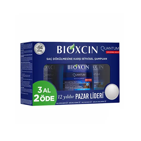 پک 3 عددی شامپو ضد ریزش مو مدل کوانتوم مناسب موی چرب